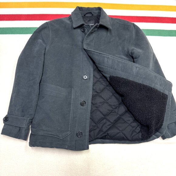 Banana Republic Men S Italian Moleskin Short Coat Steel Shadow Insulated - Picture 1 of 9